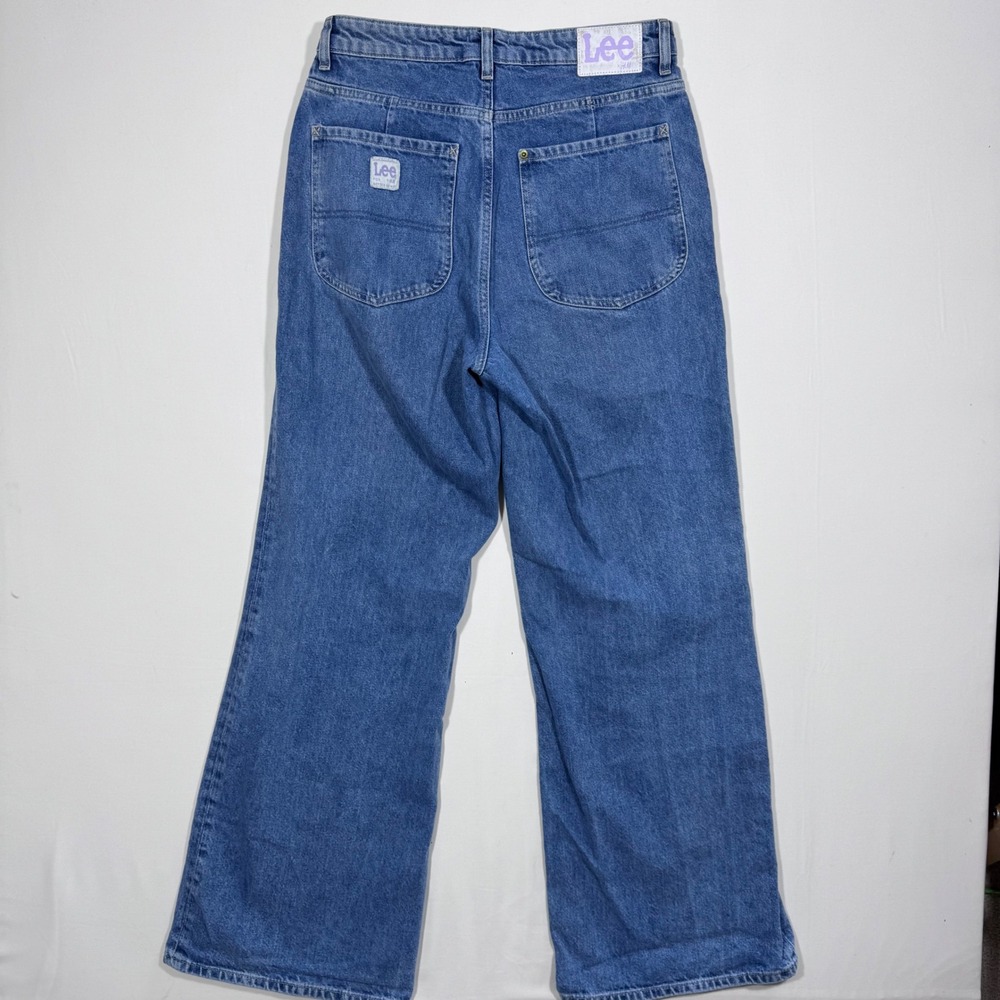 Lee x H&M Wide Leg Jeans Medium Wash High Rise Women's 8 Streetwear Minimalist - Picture 10 of 13